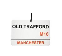 Manchester Utd/Old Trafford Street Sign Car Air Freshener (Fun Birthday/Xmas Christmas Stocking Filler/Secret Santa/Novelty Scented Gift)