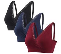 MANCI Cotton Sleep Bra with Lace Trim & Adjustable Straps - Versatile Maternity Bras for Daily Wear, Pregnancy Support & Nighttime Comfort