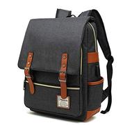 Mancio Vintage Laptop Backpack with USB Charging Port, Slim Tear Resistant Business Backpack for Travelling, College, Daypacks for Men,Women, Fits up to 15.6Inch Notebook in Black