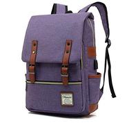 Mancio with USB Charging Port, Elegant Water Resistant Travelling Backpack Casual Daypacks College Shoulder Bag for Men Women, Fits up to 15.6Inch Laptop,Purple