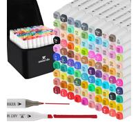 Mancola 100 Colors Alcohol Based Markers, Fine & Broad Dual Tip Permanent Artist Art Markers for Adult & Kid Coloring Book, Illustration & Highlighting