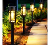 Mancra Solar Pathway Lights Outdoor, 8 Pack IP65 Waterproof Garden Decor, Updated LED Tungsten Filament Bulb Landscape Lights for Yard, Walkway, Driveway, 3000K
