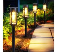 Mancra Solar Pathway Lights Outdoor, 8 Pack IP65 Waterproof Garden Decor, Updated LED Tungsten Filament Bulb Landscape Lights for Yard, Walkway, Driveway, 3000K