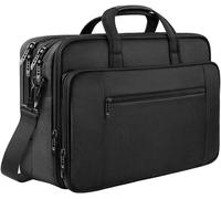 Mancro Laptop Bag 17 Inch, Large Laptop Messenger Shoulder Handbag Expandable with 2 Compartments for Men, Waterproof Business Travel Work Messenger Bag Briefcase for 17 inch Notebook Computer, Black