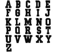 Mancyz Varsity Letter Patches, 26 Black Chenille Iron-on Letters A-Z, for Clothes, Hats, Bags