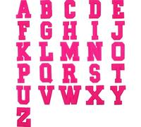 Mancyz Varsity Letter Patches, 26 Pieces A-Z Alphabet, Iron-on or Sew-on, Rose red Chenille, 2.9 Inches