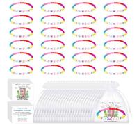 mancyz Welcome Classroom Gift 24 Set, Back to School Gifts Include Our Class Is a Family Greeting Card Friendship Bracelets with Cards, First Day of School (Whole grade)