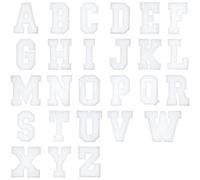 Mancyz White Letter Patches, A-Z Alphabet Iron-on Chenille Varsity Set, Embroidered Polyester Appliques, 2.8 Inch Height, 26 Pieces for DIY Clothing
