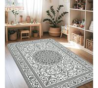 Mandala Area Rug, Traditional Elegant Floral Ornate N/a Black Non-Slip Edge Binding Home Rectangle Carpet Rugs for Living Room Bedroom Kitchen Hallway Decor 4' X 6'