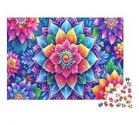 Mandala Art 1000 Pieces Paper Jigsaw Puzzle for Adults Premium Thick Cardboard Relaxing Brain Game Mandala Puzzle Wall Decor 70x50cm/1000pcs