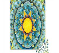 Mandala Art 1000 Pieces Sustainable Board Boho Decor Mindfulness Puzzle for Adults Lettered Back Pieces Relaxation Activity Museum-quality Print 70x50cm/1000pcs