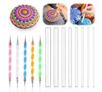 Mandala Art Dotting Tools, 13 Pcs Rock Painting Kit Mandala Ball Stylus Dotting Tools Nail Art Pens Acrylic Rods Paint Tray Dotting Tools for DIY Stone Drawing Polymer Clay Pottery Craft