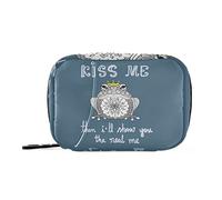 Mandala Art Frog KISS ME Then I Will Show You The Real ME Pill Case with Removable Internal Plastic Boxes Organizer, Small Medicine Bag Holder Zippered Carrier for Travel Storage