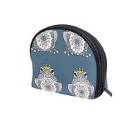 Mandala Art Frog KISS ME THEN I WILL SHOW YOU THE REAL ME Women's Shell Shape Cosmetic Makeup Bag, With Zipper Travel Toiletry Bag, Colorful Storage Bag for Lady Girl 8 x 2.5 x 5.5 inch