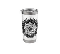 Mandala Blackwork Circular Geometric Pattern Stainless Steel Insulated Tumbler