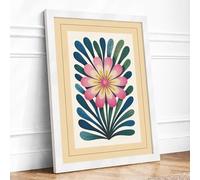 Mandala Bloom Botanical Framed Wall Art Print A1 White