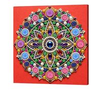Mandala Button Picture Art DIY Kit 30x30cm with Frame DIY Button Painting | DIY Button Painting Kit 30x30cm Canvas with Frame Handmade Art Craft Number Coded Home Decor mosaics wall art textured craft