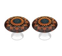 Mandala Cabinet Knobs, 2-Pack Silver Stainless Steel Drawer Pulls with Screws, Elegant Hardware for Dressers, Kitchen,Cabinets & Desks