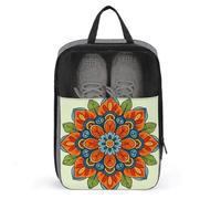 Mandala Cartoon Color Flower Geometric Shoe Bag for Travel Daily Use Anti-dust Storage Carrier Golf Shoe Pouch