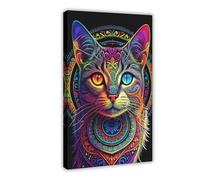 Mandala Cat Canvas Poster Bedroom Decor Landscape Office Room Decor Gift Frame-style 12x18inch(30x45cm)