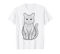 Mandala cat to Color Yourself Value Graphic T-Shirt, Men, White, M