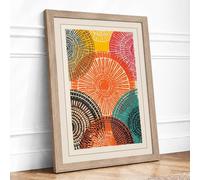 Mandala Circles Geometric Framed Wall Art Print A2 Oak