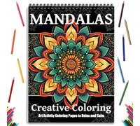 Mandala Coloring Books for Adult Women Spiral Bound Page Printed Single-Sided Gifts Arts and Crafts for Women to Relax, Anxiety and Depression 24 Colorful Coloring Pages of Mandala Creative Coloring