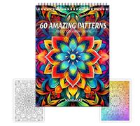 Mandala Colouring Book, 60 Unique Designs for Relaxation, Spiral Bound, Colour by Numbers for Adults, Adult Colouring Books for Women, Arts and Crafts for Adults, 11.4x8.3 Inches (Mandala)