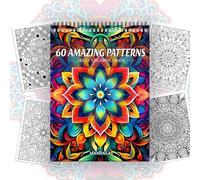 Mandala Colouring Book for Adults - 60 Pages with Mindfulness Patterns, Spiral Bound A4 Adult Colouring Books with Geometric Designs, Stress Relief Art Therapy for Women & Men (M1)