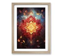 Mandala Conceptual Framed Print | A2 Oak Framed Wall Art | Ready to Hang | Modern Fantasy Picture | Living Room Bedroom Lounge Office