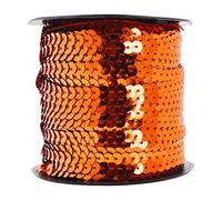 Mandala Crafts 100 Yards 6mm Orange Sequins Strips on a Roll - Flat Paillettes Trim Ribbon Sequins String Spool by The Yard for Sewing, Costumes, Crafts, Embellishments, and Decorations