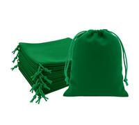 Mandala Crafts 14x14 Emerald Green Velvet Drawstring Bags - 10 Large Velvet Drawstring Pouches Bulk for Party and Wedding Favor, Gift Wrapping, Packaging, and Jewelry Gift Bags