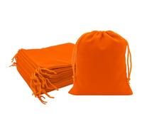 Mandala Crafts 14x14 Orange Velvet Drawstring Bags - 10 Large Velvet Drawstring Pouches Bulk for Party and Wedding Favor, Gift Wrapping, Packaging, and Jewelry Gift Bags