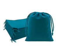 Mandala Crafts 14x14 Teal Velvet Drawstring Bags - 10 Large Velvet Drawstring Pouches Bulk for Party and Wedding Favor, Gift Wrapping, Packaging, and Jewelry Gift Bags