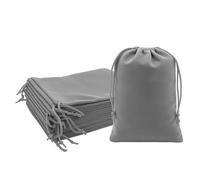 Mandala Crafts 4x5 Gray Velvet Drawstring Bags - 50 Small Velvet Drawstring Pouches Bulk for Party and Wedding Favor, Gift Wrapping, Packaging, and Jewelry Gift Bags