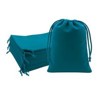 Mandala Crafts 4x5 Teal Velvet Drawstring Bags - 50 Small Velvet Drawstring Pouches Bulk for Party and Wedding Favor, Gift Wrapping, Packaging, and Jewelry Gift Bags