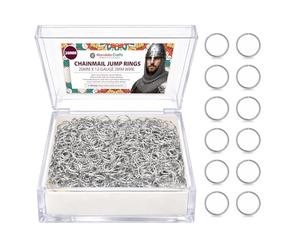Mandala Crafts 500pcs 20mm Chainmail Jump Rings Kit - Open Silver Tone Anodized Aluminum Rings for Jewelry Making, Chain Mail Scale, Maille Armor, DIY Chainmaille Crafts