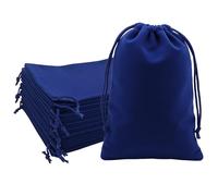 Mandala Crafts 5x7 Navy Blue Velvet Drawstring Bags - 50 Small Velvet Drawstring Pouches Bulk for Party and Wedding Favor, Gift Wrapping, Packaging, and Jewelry Gift Bags