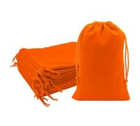 Mandala Crafts 5x7 Orange Velvet Drawstring Bags - 50 Small Velvet Drawstring Pouches Bulk for Party and Wedding Favor, Gift Wrapping, Packaging, and Jewelry Gift Bags