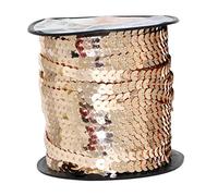 Mandala Crafts 6mm Champagne Flat Sequins Strips on a Roll Trim | 100 YDs Spool, Paillettes Ribbon, by the Yard for Sewing, Costumes, Dancewear, Embroidery, Crafts, Decoration