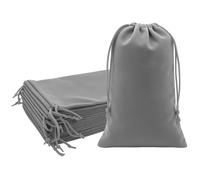 Mandala Crafts 6x9 Gray Velvet Drawstring Bags - 50 Large Velvet Drawstring Pouches Bulk for Party and Wedding Favor, Gift Wrapping, Packaging, and Jewelry Gift Bags