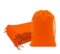 Mandala Crafts 6x9 Orange Velvet Drawstring Bags - 50 Large Velvet Drawstring Pouches Bulk for Party and Wedding Favor, Gift Wrapping, Packaging, and Jewelry Gift Bags