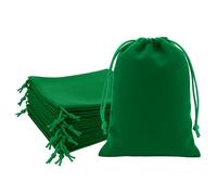 Mandala Crafts 8x10 Emerald Green Velvet Drawstring Bags - 15 Large Velvet Drawstring Pouches Bulk for Party and Wedding Favor, Gift Wrapping, Packaging, and Jewelry Gift Bags