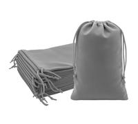 Mandala Crafts 8x10 Gray Velvet Drawstring Bags - 15 Large Velvet Drawstring Pouches Bulk for Party and Wedding Favor, Gift Wrapping, Packaging, and Jewelry Gift Bags