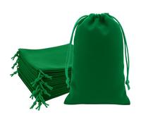 Mandala Crafts 9x12 Emerald Green Velvet Drawstring Bags - 15 Large Velvet Drawstring Pouches Bulk for Party and Wedding Favor, Gift Wrapping, Packaging, and Jewelry Gift Bags