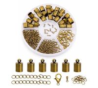 Mandala Crafts Antique Brass Leather Cord End Caps for Jewelry Making, Tassel Caps, 10mm 100 PCs Cylinder Cord Ends, Kumihimo Supplies and Jewelry Findings