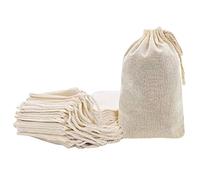 Mandala Crafts Bulk Unbleached Fabric Cloth Cotton Muslin Sachet Bags with Drawstring for Soap Spice Tea Favor Gift (7.5 X 9.5 Inches, 15 Count, Ivory)