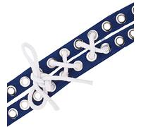 Mandala Crafts Navy Blue Grommets Trim Eyelet Tape for Clothing Corset - 3 Yds 8mm Silver Stainless Steel Grommet Tape for Sewing - Eyelets Trim by the Yard Cotton Twill Ribbon Strips for Curtains