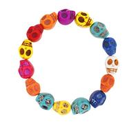 Mandala Crafts Skull Bracelet for Men Women - Howlite Adjustable Skull Mala Beads Tibetan Skull Wrist Mala for Yoga Meditation, 7.5 inches, Skull, howlite