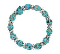 Mandala Crafts Skull Bracelet for Men Women - Howlite Adjustable Skull Mala Beads Tibetan Skull Wrist Mala for Yoga Meditation, 7.5 inches, Stone, howlite